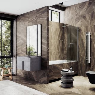 Шторка на ванну MaybahGlass MGV-772-5 50см хром матовый